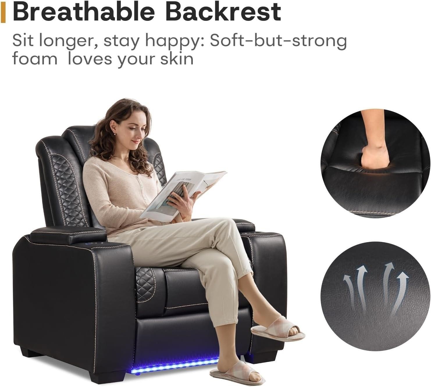 CANMOV Power Recliner Home Theater Seating, Electric Recliner Chair