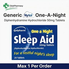 Image of Generic Nytol (Diphenhydramine 50mg) 20 Tablets - One A Night - Long Expiry Date