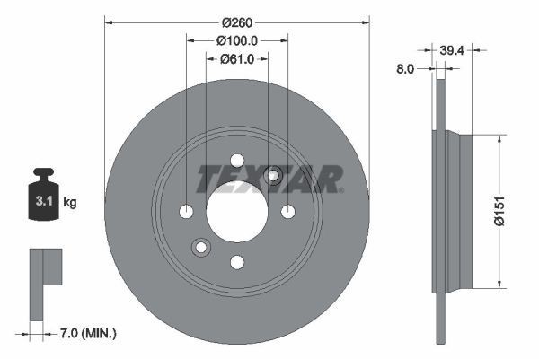 Bremsscheibe Hinten Textar 92347603 FÜR Renault Bremsscheiben Scheibenbremse-image