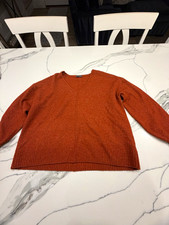 Vince Camuto Women's Orange Solid Knit Crew Neck Pullover Sweater S/M