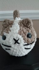 Brown and White Amigurumi Crocheted Loaf Cat Plush