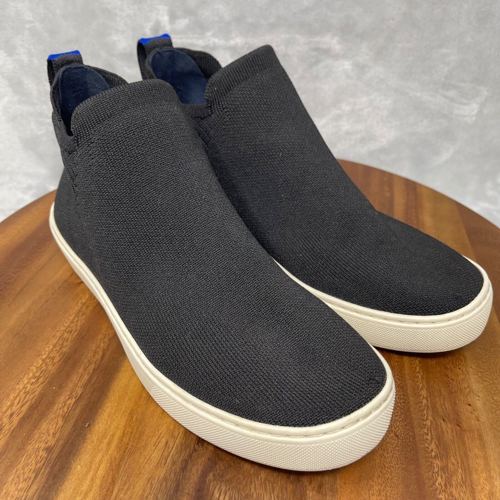 Rothy's Womens 8 Black The Chelsea Ankle Mid-top Sneaker Boot Stretch Knit