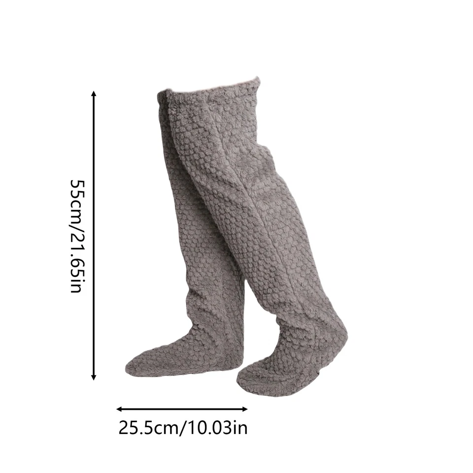 Calcetines difusos por encima de la rodilla calentadores de piernas difusos altos calcetines de felpa de felpa NUEVO Foto 2 de 4