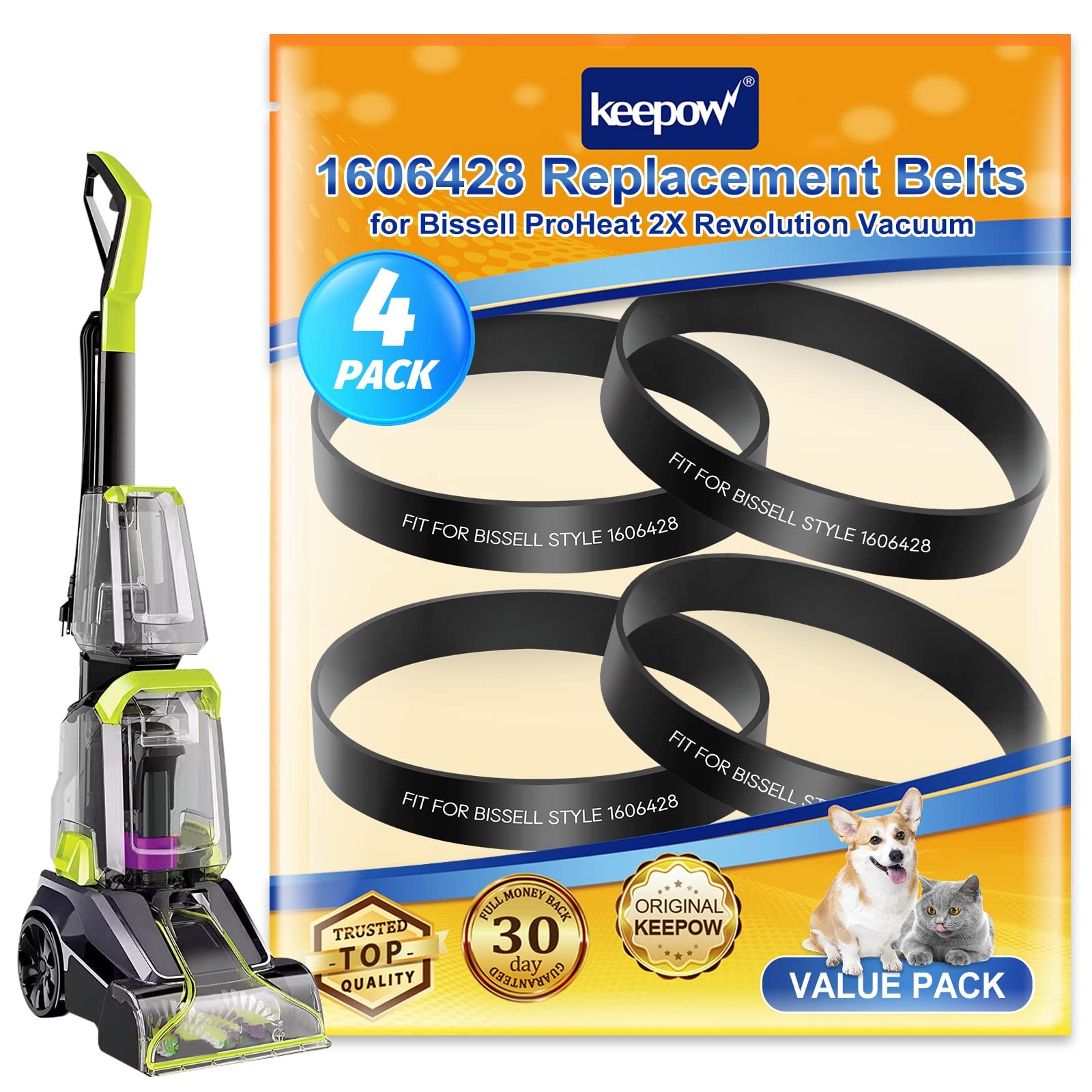 KEEPOW Vacuum Belts Compatible with Bissell ProHeat 2X Revolution Pet Pro | Carp