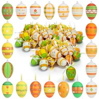 72X Handbemalte Ostereier Zum AufhäNgen 6 Cm - Osterdeko Mit Muster - Bunte