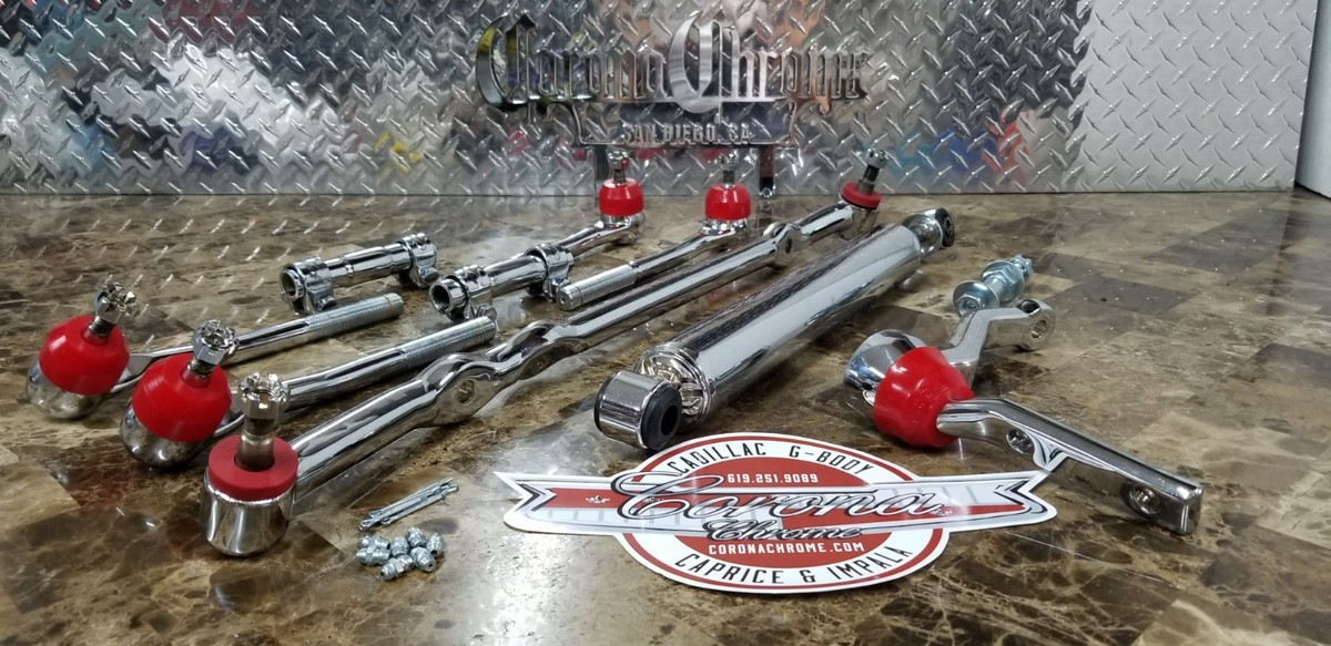 Chrome Steering Linkage Kit with Damper Shock 77-96 Cadillac