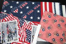 3 PC AMERICAN FLAG OLD GLORY CUT  SEW CRANSTON HEROES 9/11 HEART COTTON FABRIC