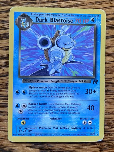 Wizards 2000 Pokemon TCG Team Rocket Dark Blastoise 20/82 Rare 70HP Unlimited