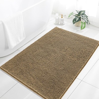 Kildoss Beige Bathroom - Chenille Non-Slip Runner Bath Mat -