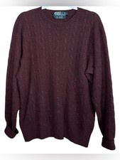 Polo Ralph Lauren 100% Cashmere Burgundy Cabl...