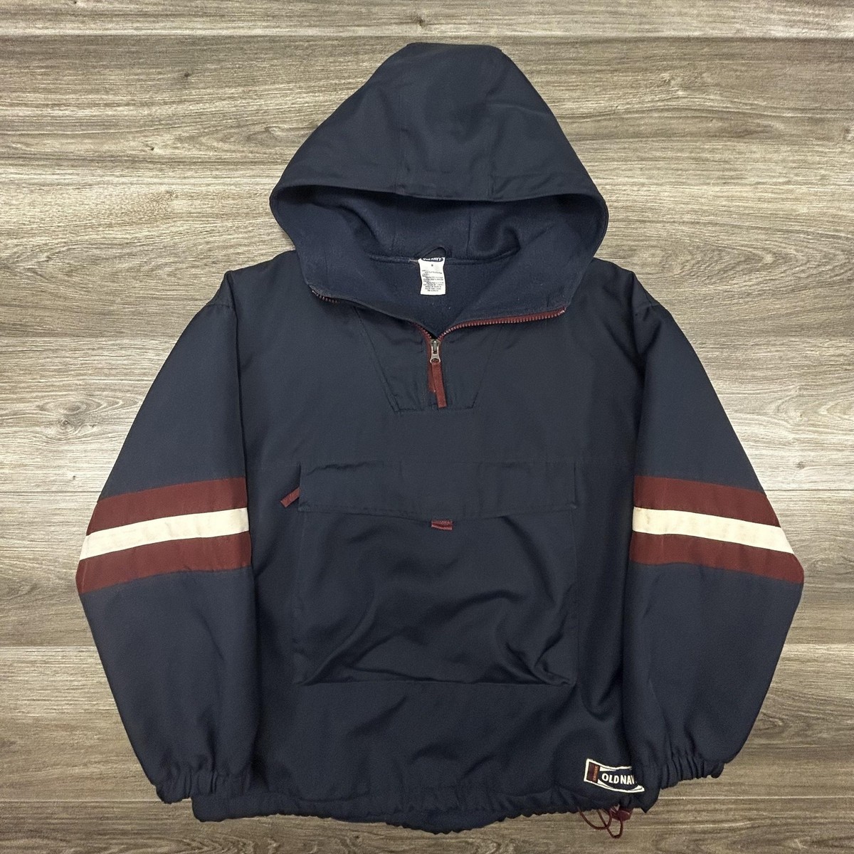 し*ご様 90s OLD NAVY check anorak jacket y2 Vintage Old Navy Anorak Jacket Mens Small Blue Hooded Fleece 1/4