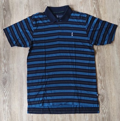 Adidas Golf Poloshirt L/6 blau schwarz gestreift