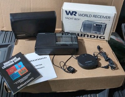 Grundig Yacht Boy Radio With Alarm Clock 206 SW LW MW FM  +SW Antenna- Black EUC