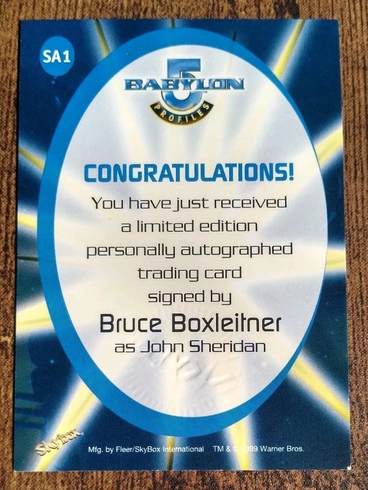 Babylon 5 Profiles autograph auto SA1 BRUCE BOXLEITNER John Sheridan Skybox 1999 - Image 2 of 2