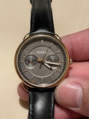 Fossil Tailor Rose 35mm Steel Gold-Tone Gray Dial Quartz Watch ES3913 For Parts
