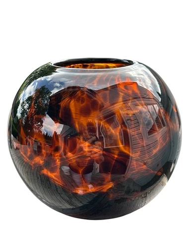 Marano TOrTOiSE Shell 1980S Hand Blown Art Glass Vase 5 1/2 X 5 1/2“