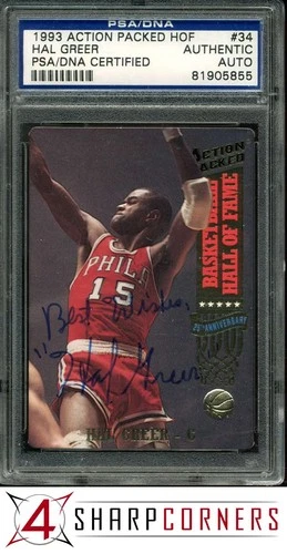 1993 ACTION PACKED HALL OF FAME #34 HAL GREER HOF PSA AUTHENTIC DNA AUTO