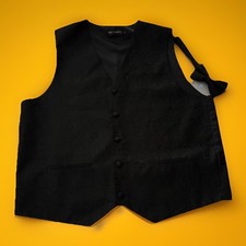 Umo Lorenzo Black Paisley Vest And Tie Formalwear Size Medium