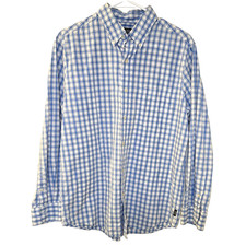 Chaps Shirt Blue Mens Size Small Button Down Plaid Short Sleeve Cotton