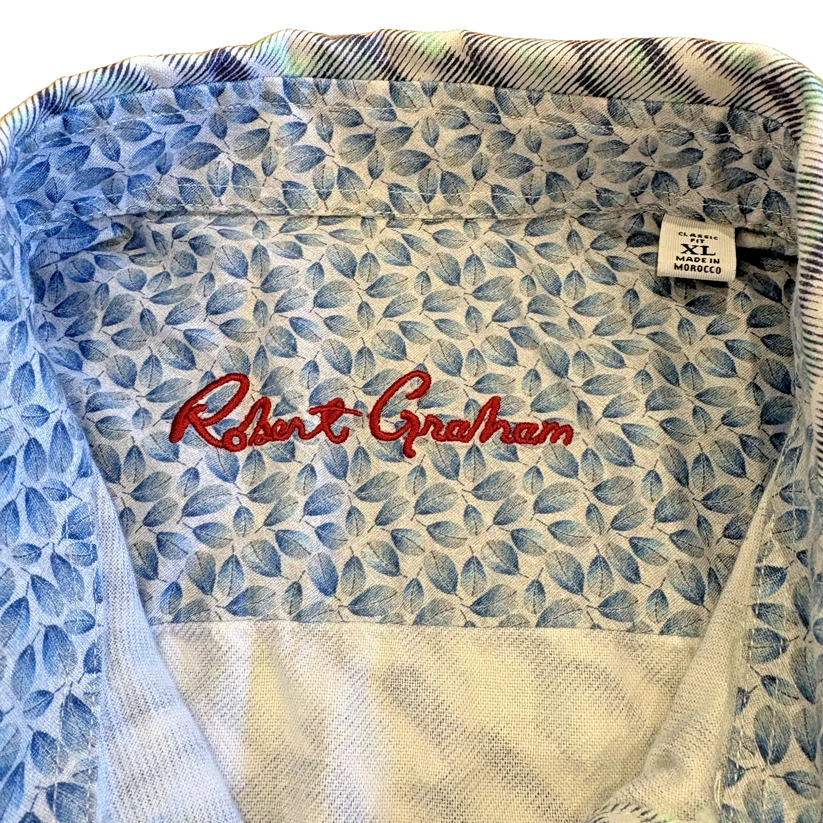 Robert Graham Shirt Men's XL Button Up Abstract Short Sleeve Classic Fit Cotton - product detail image 4