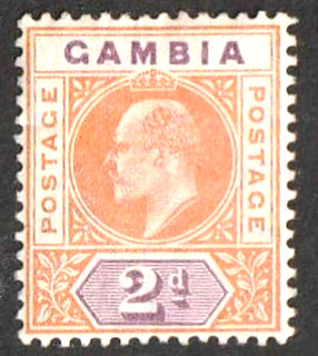 Gambia 1902 Edward VII 2d Orange & Mauve SG47