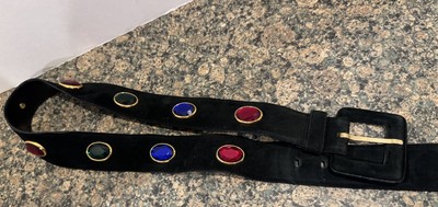 VTG RARE West Germany ESCADA Jeweled Black Suede Statement  Belt EUC SZ 40