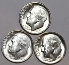 (3) Roosevelt Dimes - 1955D 1955P 1955S - #1080E