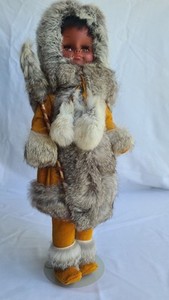 Alaskan Inuit Sleepy Eye Doll with Spear (18" tall)