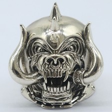 Buy 3 Get 1 Free 3D Motorhead Warpig Skull Mens Present Silver plated Rings