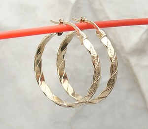 1.25 Knife Edge Greek Key Hoop Earrings 14K Yellow Gold Plated 925 Silver