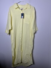 New Universal Thread Button Up 100 Cotton Maxi Dress Sz M Pockets Yellow