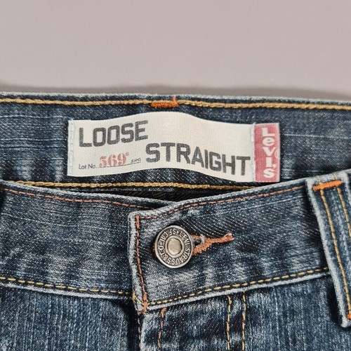 Levis 569 Mens Baggy Jeans Blue W32 L32 Loose Fit Straight Leg Denim 13903 - 第 3/12 張圖片