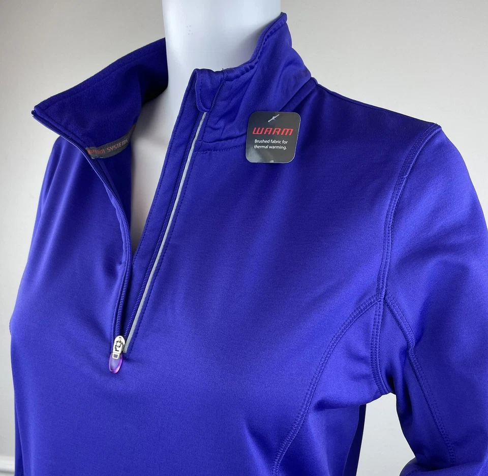 Pullover Cascade Sport 1/4 Cremallera Púrpura Mangas Largas Agujeros para el Pulgar Ajustado Talla M Foto 3 de 4