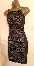 NWT Lipsy VIP Black Fitted Sheath Sequin Evening Party Mini Dress RRP£65 UK 10