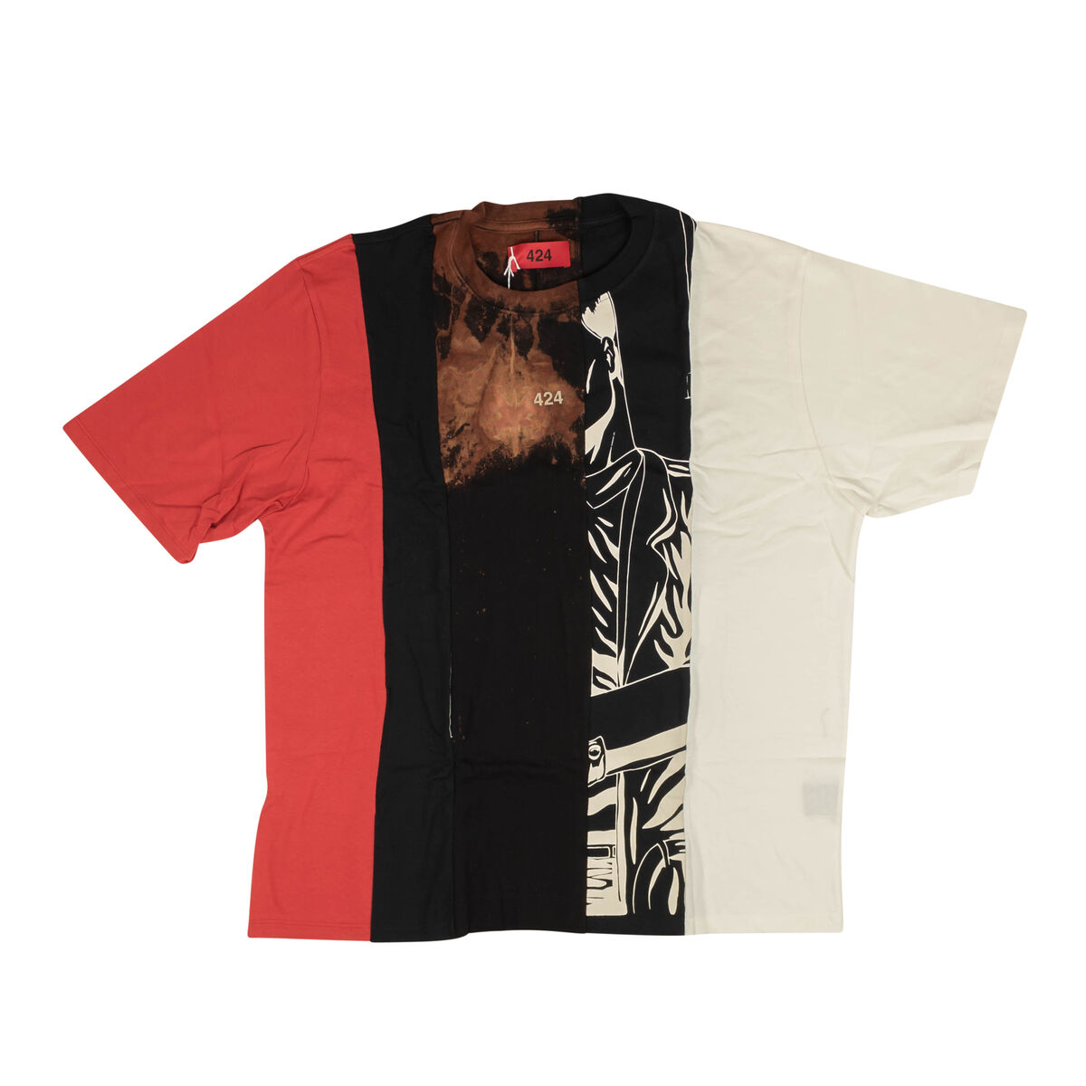 424 On Fairfax Black & Multi Reworked Short Sleeve T-Shirt