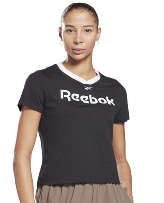 Reebok Linear Logo T-Shirt Damen schwarz Größe UK Large (RefX7)