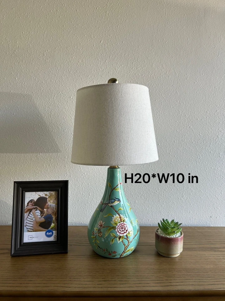 Керамическая настольная лампа синяя птица цветы светодиодная лампа в комплекте 10 «W * 10» D * 20 «H - Изображение 3 из 4