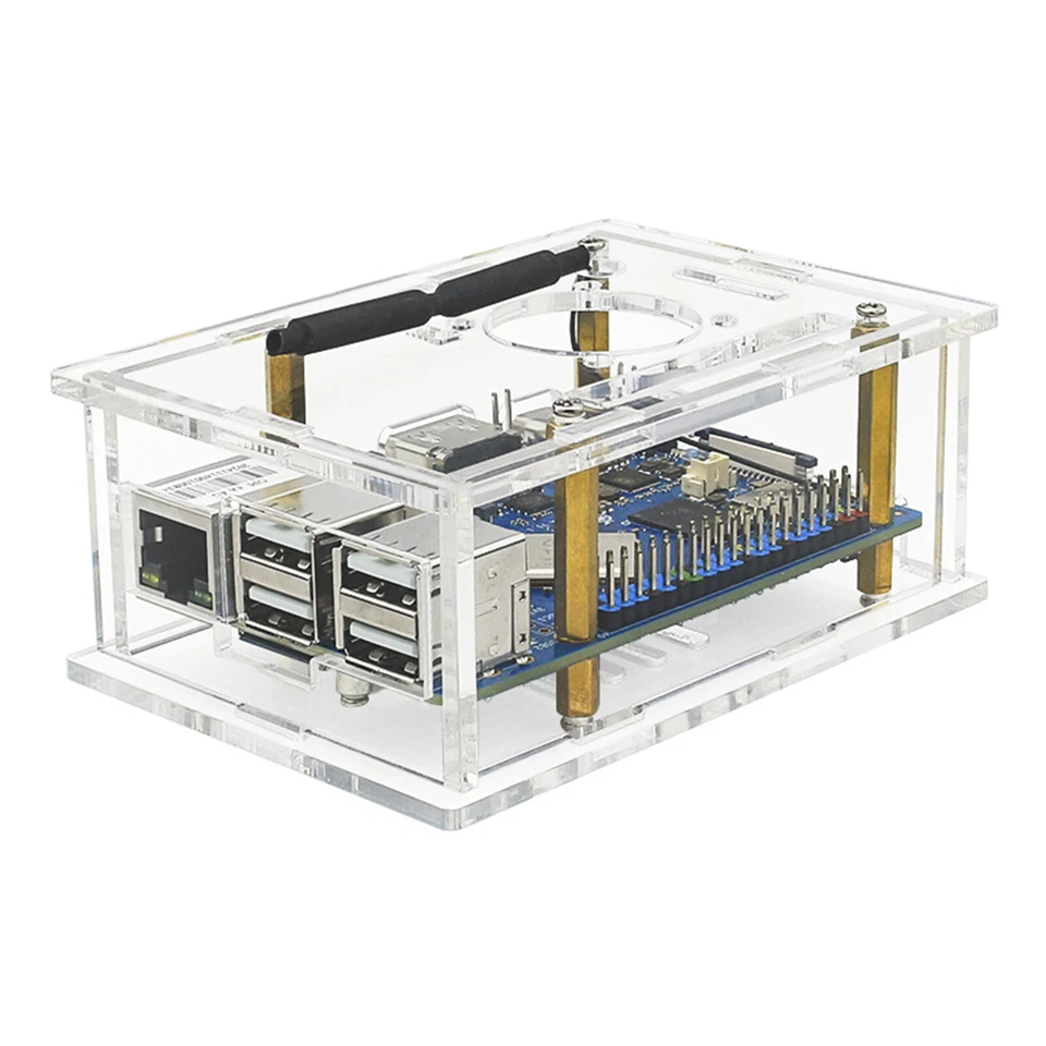Orange Pi 4A Transparent Protective Box Orange Pi 4A Acrylic Case w Cooling Fan` - Immagine 4 di 4