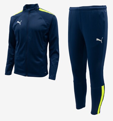 Puma Men Team-Liga Track Suit Set Blue Green Jacket Pants GYM