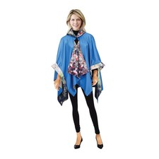 Galleria Renoir Woman With A Parasol In A Garden Reversible Rain Cape, Blue