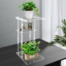 Acrylic Clear Acrylic End Table 3 Tier C Shaped Plant Stand For Bedroom Bathroom