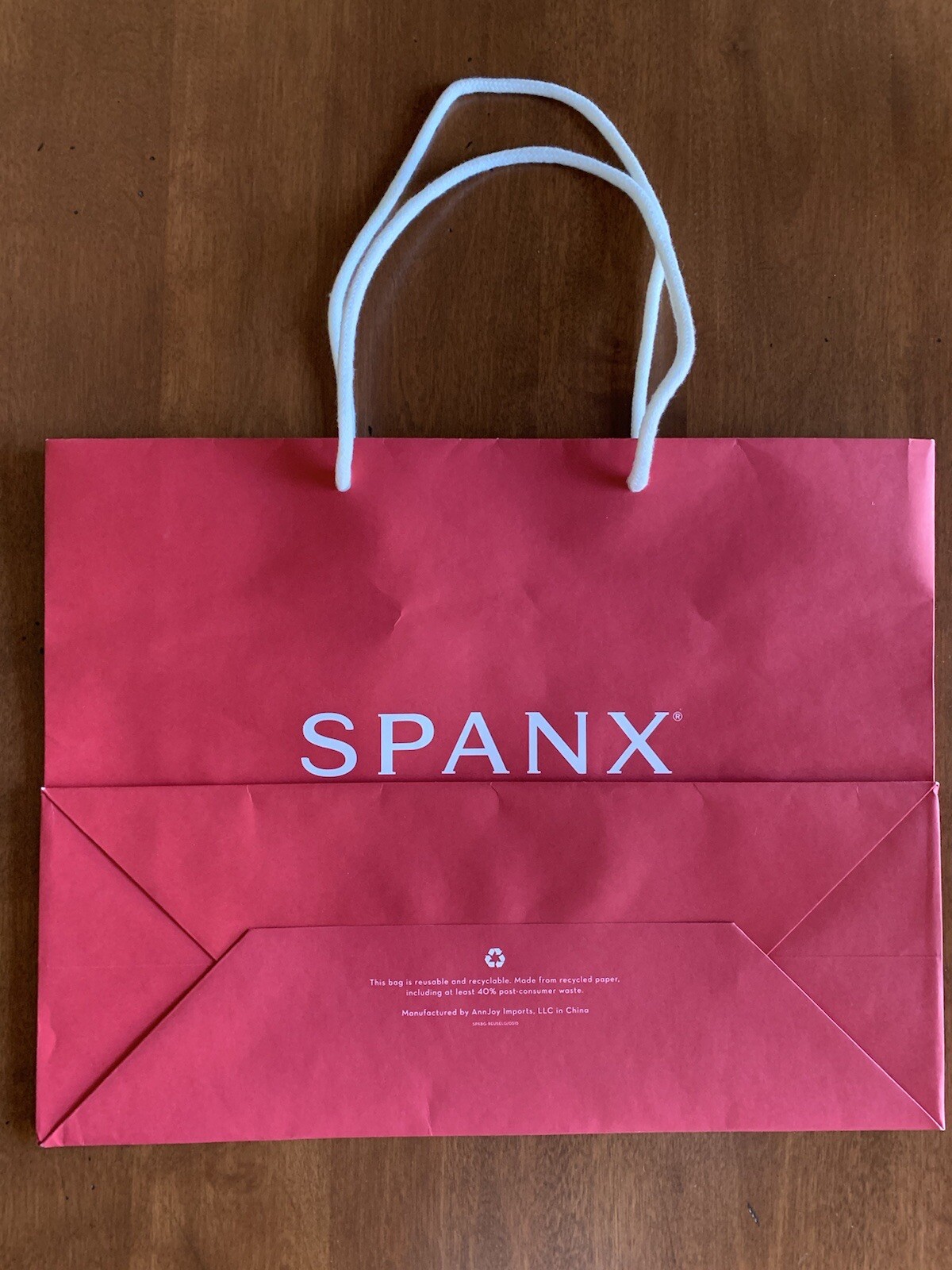 SPANX By Sara Blakely red paper gift shopping bag approximately 15.5x12x6"