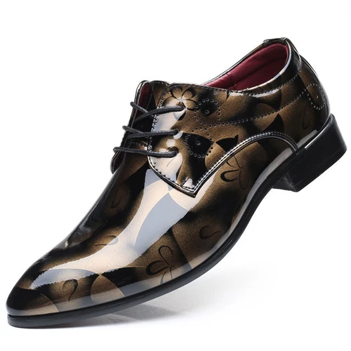 Herren Kunstleder Smoking Elegant Schuhe Klassisch Schnürung Formell Oxford - Bild 13 von 17