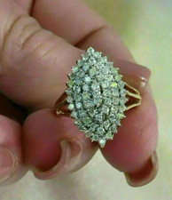 2Ct Round Cut Lab Created Diamond Engagement Cluster Ring 14K Yellow Gold Plated