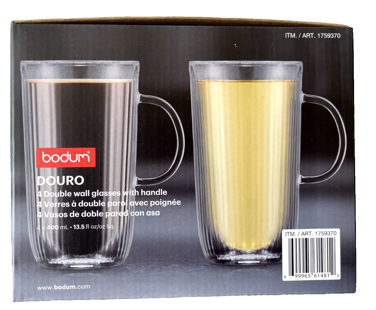 Bodum DOURO Double Wall Mug, 13.5oz, 4-piece Set - NEW OEM Bodum DOURO Double Wall Mug, 13.5oz, 4-piece Set - NEW OEM
