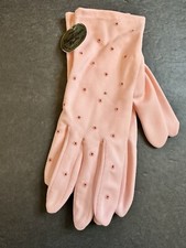 Vintage Max Mayer's Pink Eyelet Nylon Ladies Gloves Original Tag 7-1/2 Germany