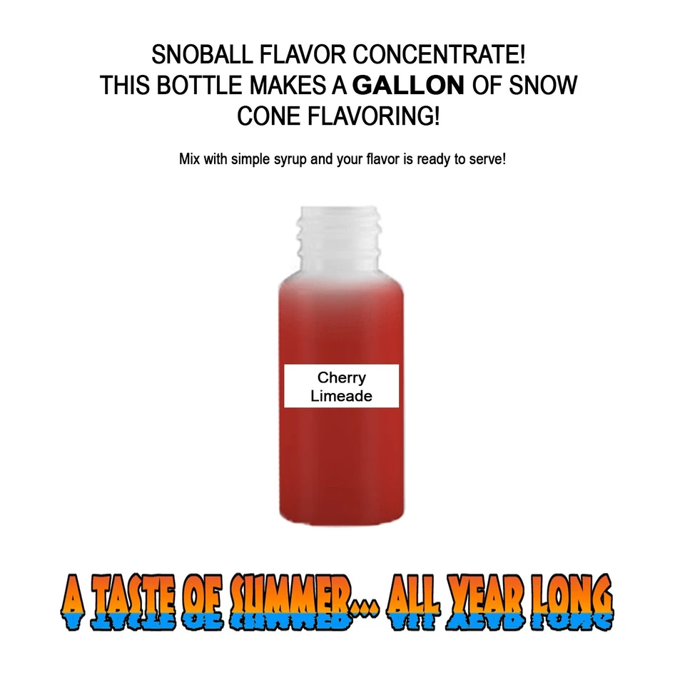 SUMMER SNOW ENTERTAINMENT CHERRY LIMEADE SYRUP MIX SHAVED ICE / SNOW CONE Flavor GALLON CONCENTRATE #1