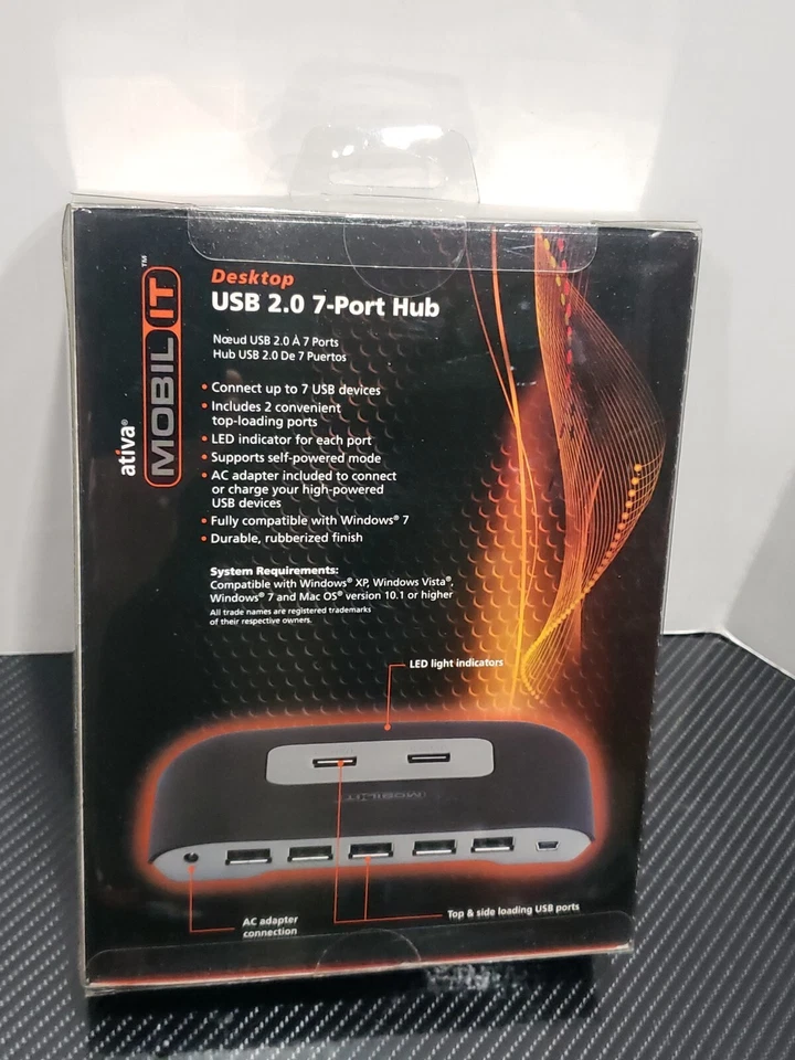 Brand New In Box Ativa Mobil-It Desktop USB 2.0 7-Port Hub Office Depot Brand - Image 2 of 3