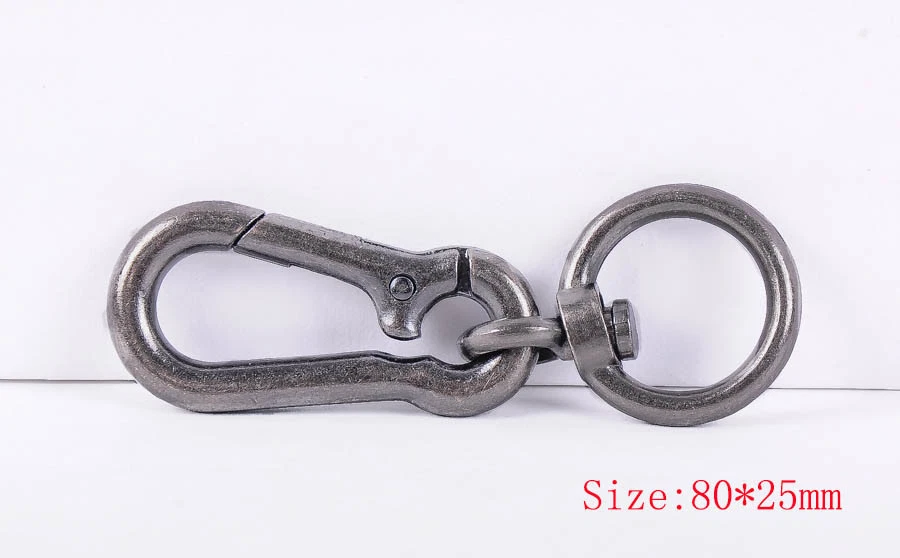 5X Alloy Antique Silver Key chain Carabiner Key Ring Hook Hang Spring Snap Clip — 第 3/4 张图片