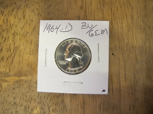 1964 D Washington Quarter 90% Silver High Grade/BU/Gem